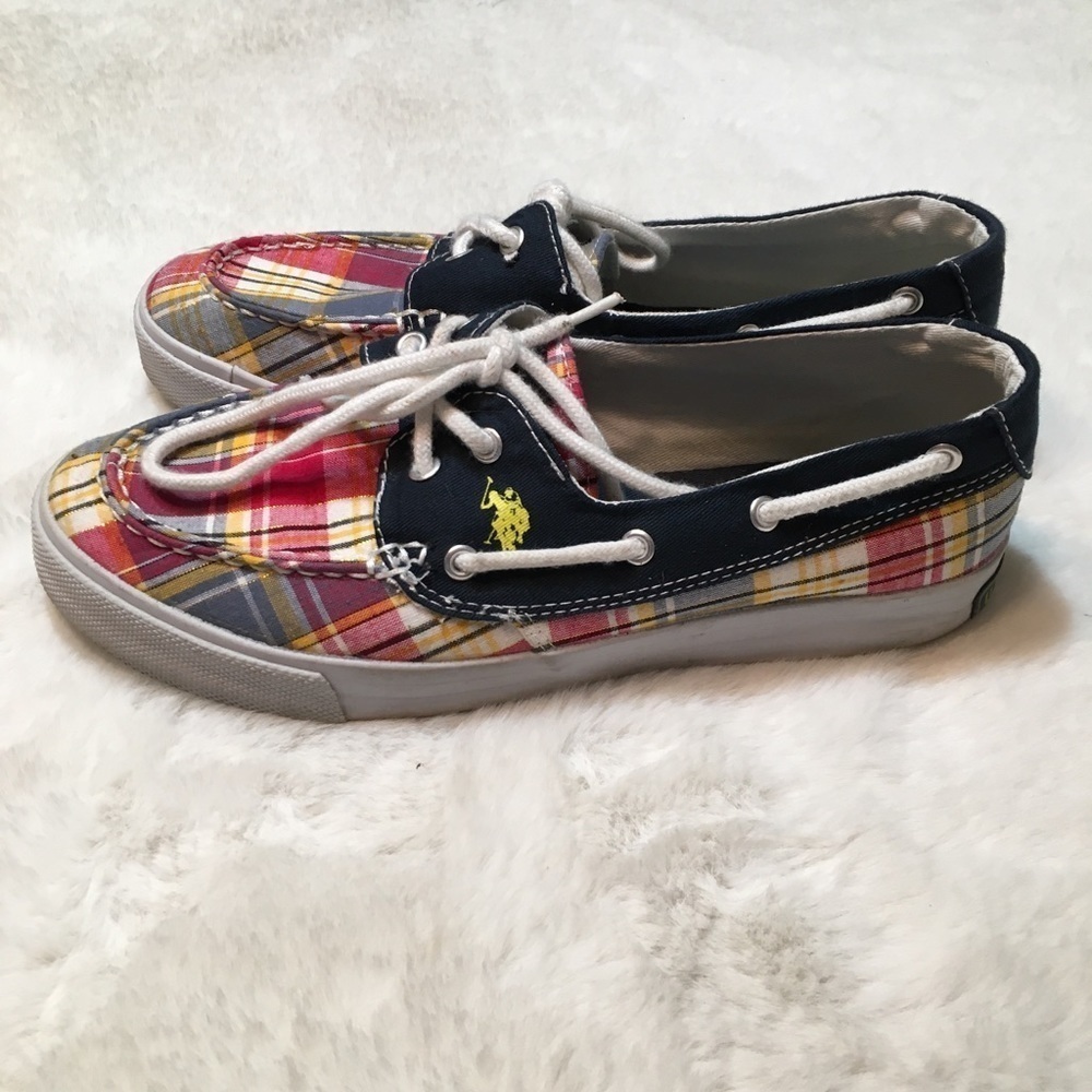 U.S Polo Assn PLAID Boat Shoes Deck Loafers Sneakers Size 8.5